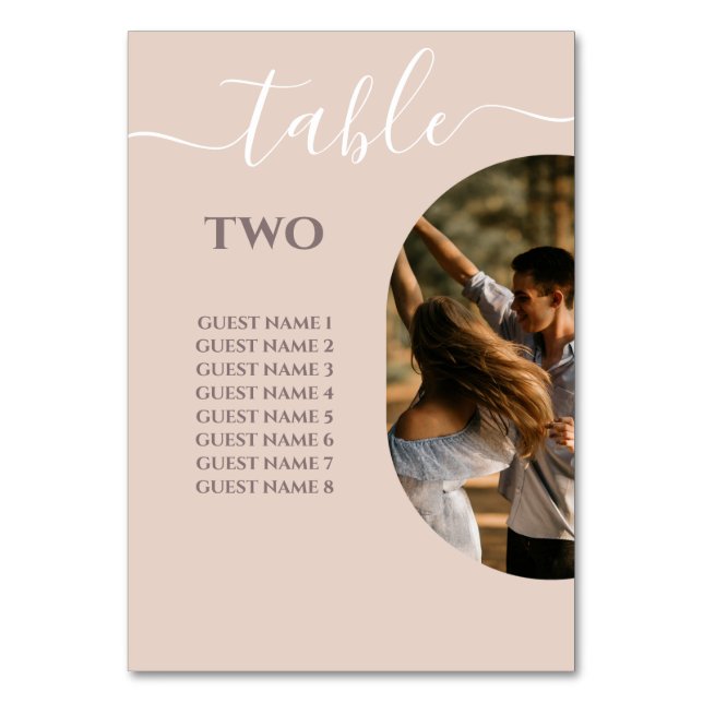 Dusty Pink We Do Minimalist Photo Wedding  Table Number (Front)