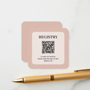 Dusty Pink Wedding Registry QR Code Enclosure Card