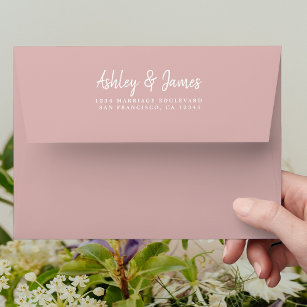 Dusty Pink Wedding Return Address Envelope