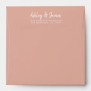 Dusty Pink Wedding Return Address Square Envelope