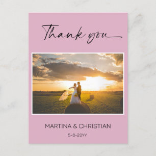 Dusty Pink Wedding Thank You Photo Postcard