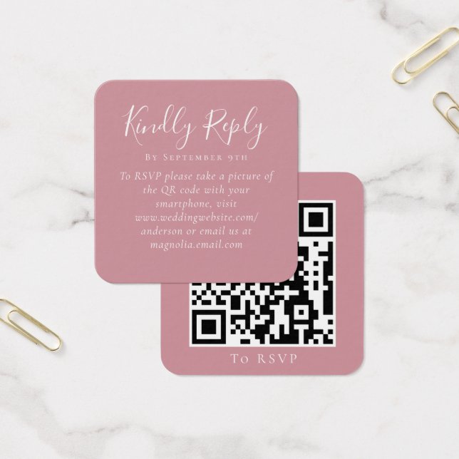 Dusty Pink Wedding Website QR Code RSVP (Office)