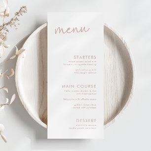 Dusty Pink & White Minimalist Bridal Shower Menu