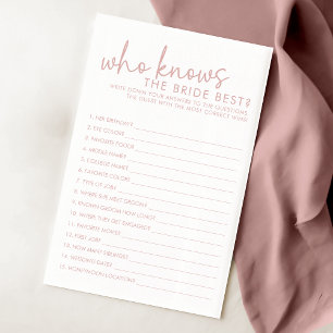 Dusty Pink & White Who Know The Bride Best Game