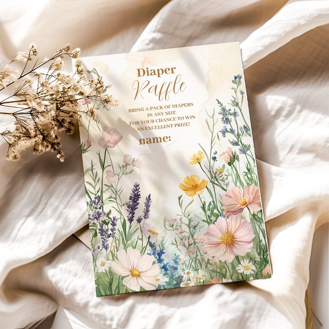 Dusty Pink Wildflower Baby in Bloom Diapper Raffle Enclosure Card (Creator Uploaded)