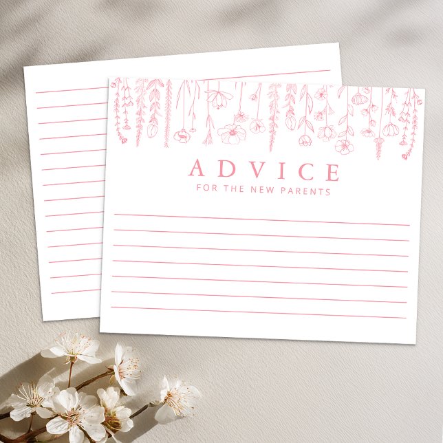 Dusty Pink Wildflower Baby Shower Advice Card (Advice Card)