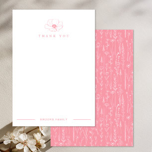 Dusty Pink Wildflower Baby Shower Thank You Card