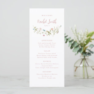 Dusty Pink Wildflower Boho Wedding Guest Name Menu