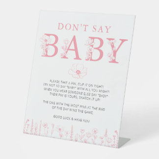 Dusty Pink Wildflower Don’t Say Baby Game Sign