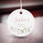 Dusty Pink Wildflower Rustic Boho Bridal Shower  Favour Tags<br><div class="desc">Elegant delicate watercolor wildflower wreath frames your event details. Pastel palettes of soft blush pink, off white, beige, dusty blue, and botanical greenery, simple and romantic. Great something blue bridal shower favour tags for modern rustic baby shower, country garden bridal shower, and dusty blue boho party in spring and summer....</div>