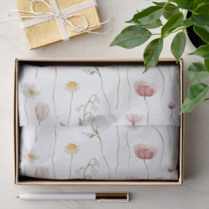 Dusty Pink Wildflower Watercolor Tissue Paper