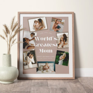 Dusty Pink World's Greatest Mom 7 Photo Collage Poster
