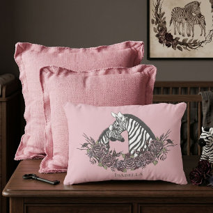 Dusty Pink Zebra Hand-Drawn Accent Pillow