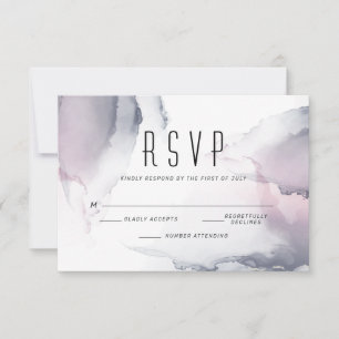 Dusty Plum Blush Pewter Fluid Alcohol Ink RSVP Card