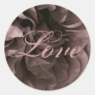 DUSTY PLUM Frilly Rose LOVE Wedding Envelope Seal