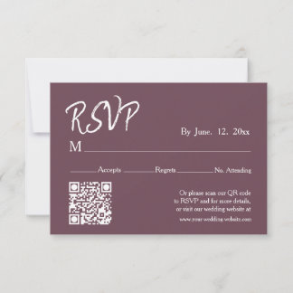 Dusty Plum Line Art Botanical Wedding Details RSVP Card