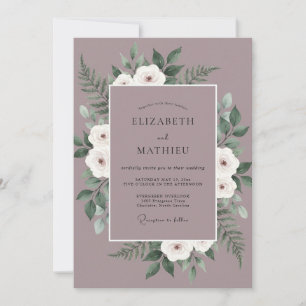 Dusty Plum Peony Wedding Invitation