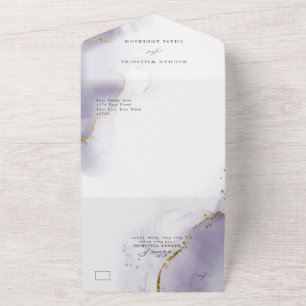 Dusty Plum Purple Abstract  All In One Invitation
