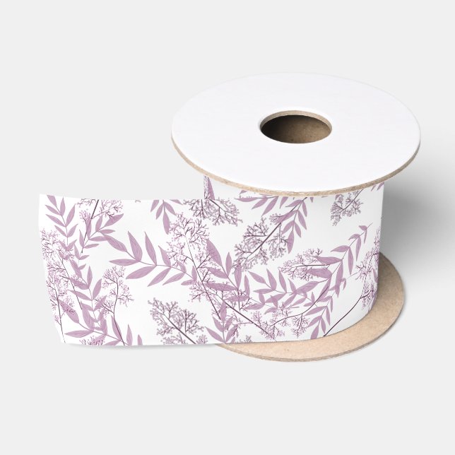 Dusty Plum Purple Wedding  Botanical Satin Ribbon (Spool)
