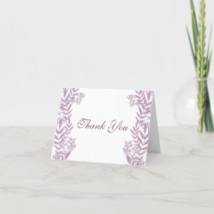 Dusty Plum Purple Wedding  Botanical Thank You Card