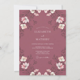 Dusty Plum Wildflower Wedding Invitation