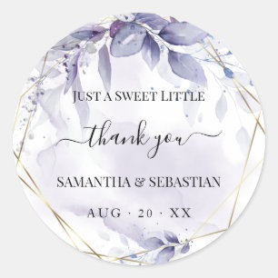 Dusty Plum Wispy Floral Thank You Classic Round Sticker