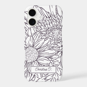 Dusty Plum with Name and Chrysanthemums