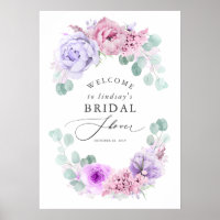 Dusty Purple and Pink Floral Bridal Shower Welcome