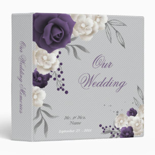 dusty purple and white flowers grey photo album binder