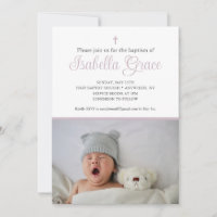 Dusty purple baptism invitation