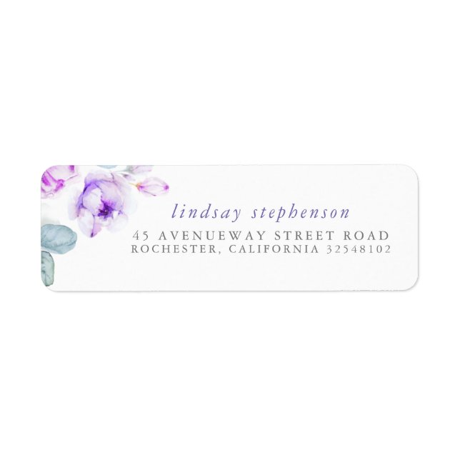Dusty Purple Blooms Elegant Watercolor (Front)