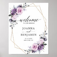 Dusty Purple Blooms Geometric Wedding Welcome