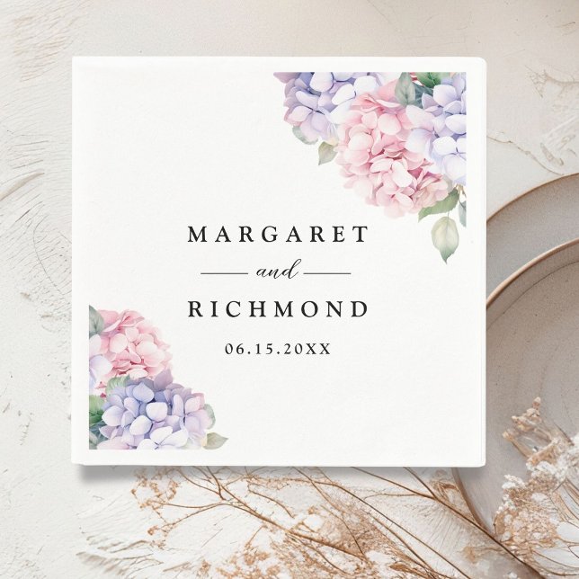 Dusty Purple Blush Pink Hydrangea Wedding Napkin (Creator Uploaded)