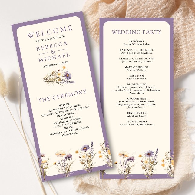 Dusty Purple Boho Programme de mariage Fleur sauva (Créateur téléchargé)
