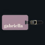 Dusty Purple Bold Typography Personalized Name  Luggage Tag<br><div class="desc">Travel in style with this personalized luggage tag featuring a modern minimalist design. The elegant serif name stands out against a muted purple background, creating a chic and timeless look. Perfect for frequent travelers, business professionals, students, and vacationers who want to easily identify their bags. The back includes space for...</div>