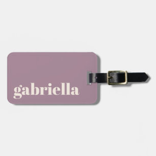 Dusty Purple Bold Typography Personalized Name  Luggage Tag