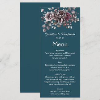 Dusty Purple, Dark Teal, Dusty Lavender Wedding | Menu