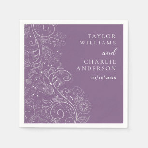 Dusty Purple Elegant Floral Wedding Napkin