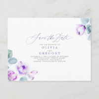 Dusty Purple Elegant Romantic Save The Date