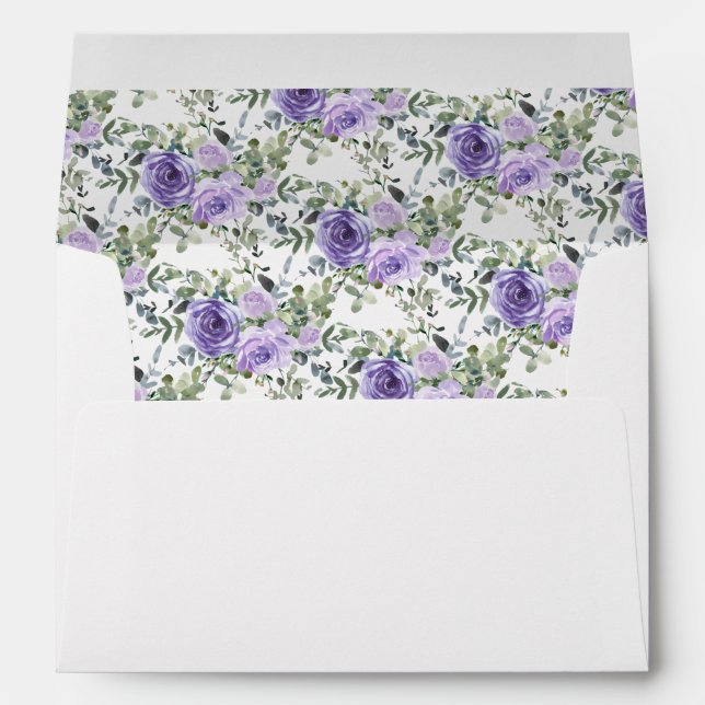 Dusty Purple Eucalyptus Botanical Watercolor Envelope (Back (Bottom))