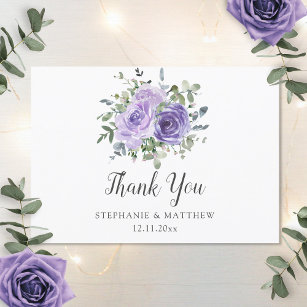 Dusty Purple Eucalyptus Botanical Wedding Thank You Card