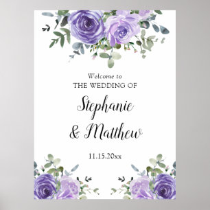 Dusty Purple Eucalyptus Botanical Wedding Welcome Poster
