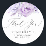 Dusty Purple Floral Botanical Thank You Classic Round Sticker<br><div class="desc">Dusty purple flowers elegant thank you stickers</div>