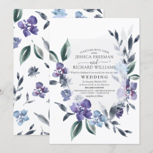 Dusty Purple Floral Garden Invitation de mariage,
