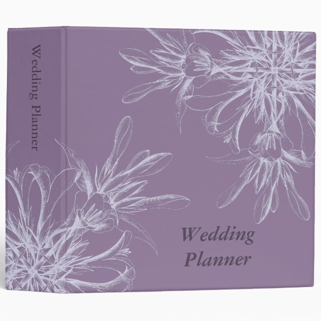 Dusty Purple Floral Wedding Planner Binder (Front/Spine)