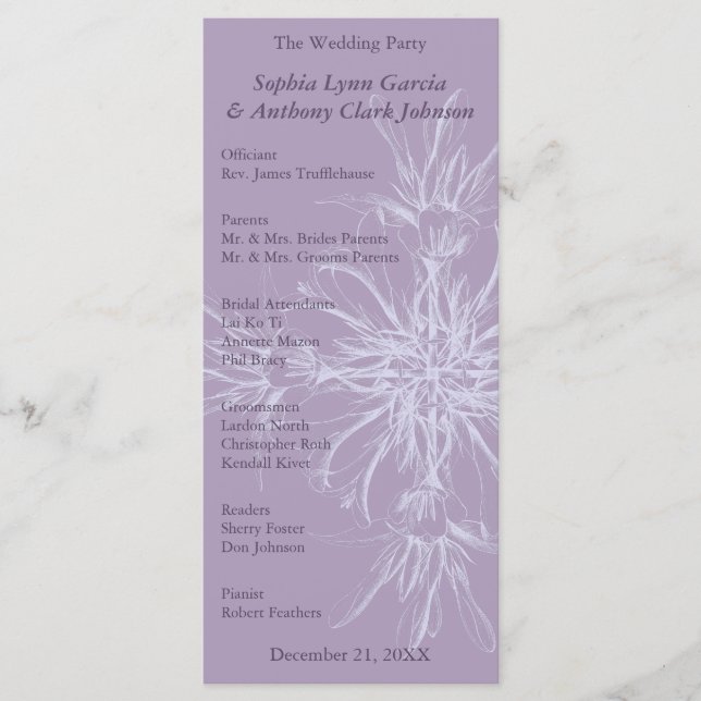 Dusty Purple Floral Wedding Programme (Devant)
