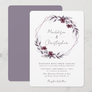 Dusty Purple Floral Wreath Wedding Invitation