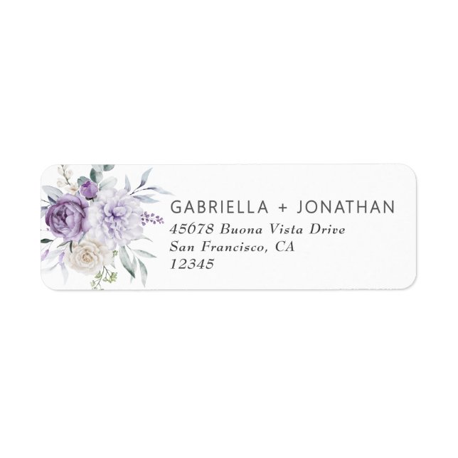 Dusty Purple Florple Mariage Adresse de retour (Devant)