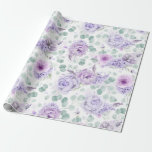 Dusty Purple Flowers Eucalyptus Leaves Botanical Wrapping Paper<br><div class="desc">Fabulous greenery branches and dusty purple flowers wrapping paper</div>