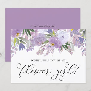 Dusty Purple Flowers Will You Be My Flower Girl Invitation